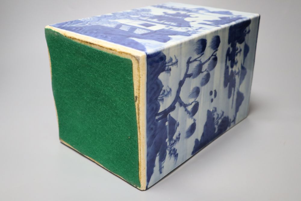 A 19th century Chinese blue and white square canister, height 30cm